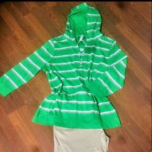 Like new RL green/white striped hooded top